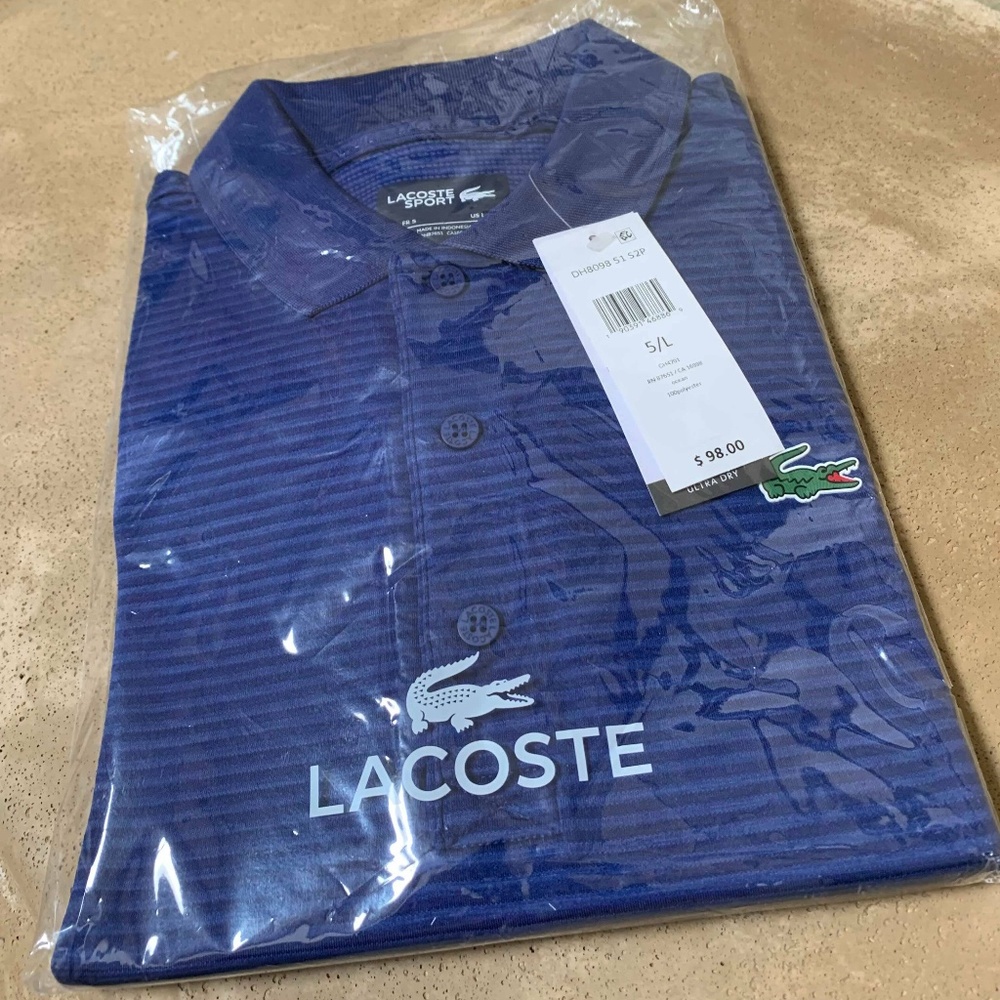 NEW Lacoste Men's SPORT Golf Striped Polo Shirt